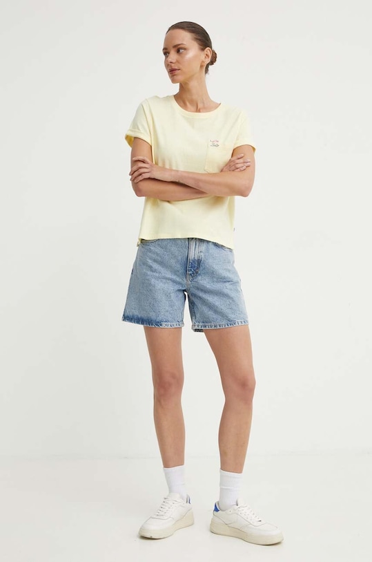 Βαμβακερό μπλουζάκι Levi's A7212 κίτρινο SS25