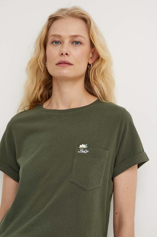 Bavlněné tričko Levi's zelená A7212
