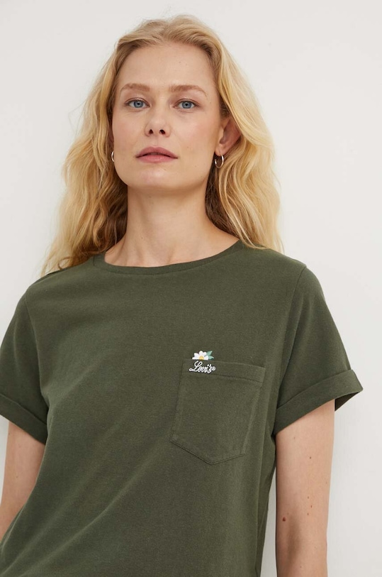 Bavlněné tričko Levi's zelená A7212