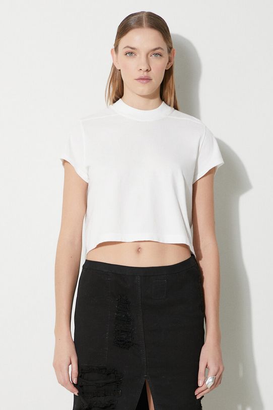 Rick Owens t-shirt bawełniany Cropped Small Level T-Shirt gładkie biały DS01D1207.RN.11