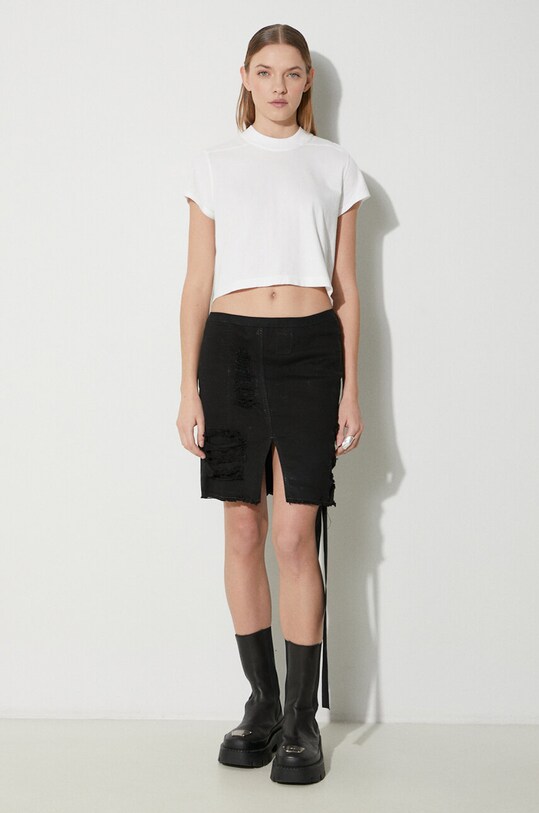 Rick Owens t-shirt bawełniany Cropped Small Level T-Shirt DS01D1207.RN.11 biały SS24