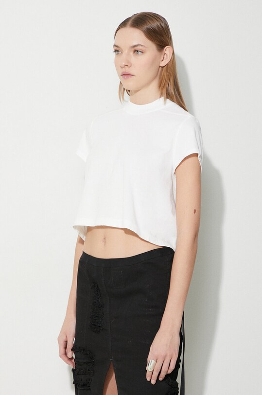 Βαμβακερό μπλουζάκι Rick Owens Cropped Small Level T-Shirt λευκό DS01D1207.RN.11