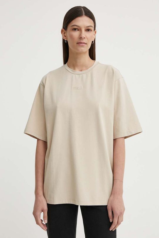 Majica kratkih rukava Gestuz s elastinom bež 10909149