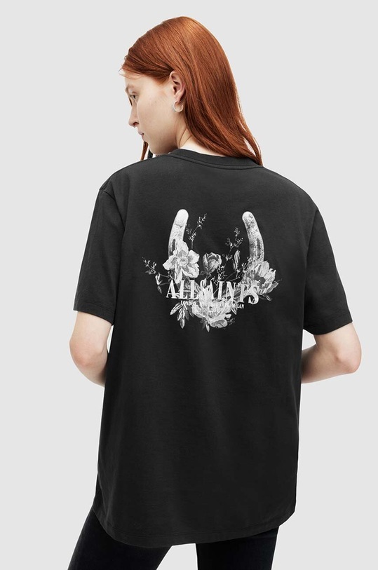 Bavlněné tričko AllSaints FORTUNA černá WG501Z