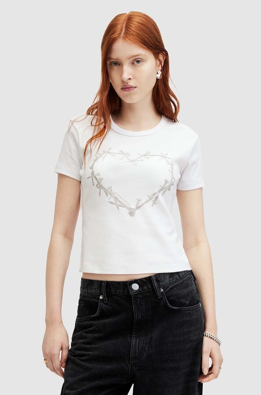 Хлопковая футболка AllSaints PERTA хлопок белый WG512Z
