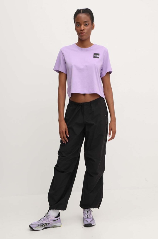 The North Face tricou din bumbac NF0A87NBQZI1 violet SS24