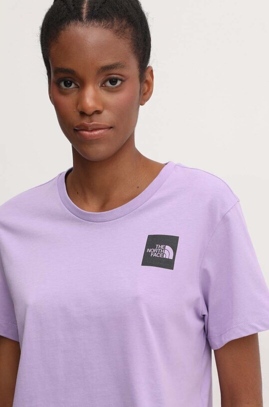 Βαμβακερό μπλουζάκι The North Face μωβ NF0A87NBQZI1