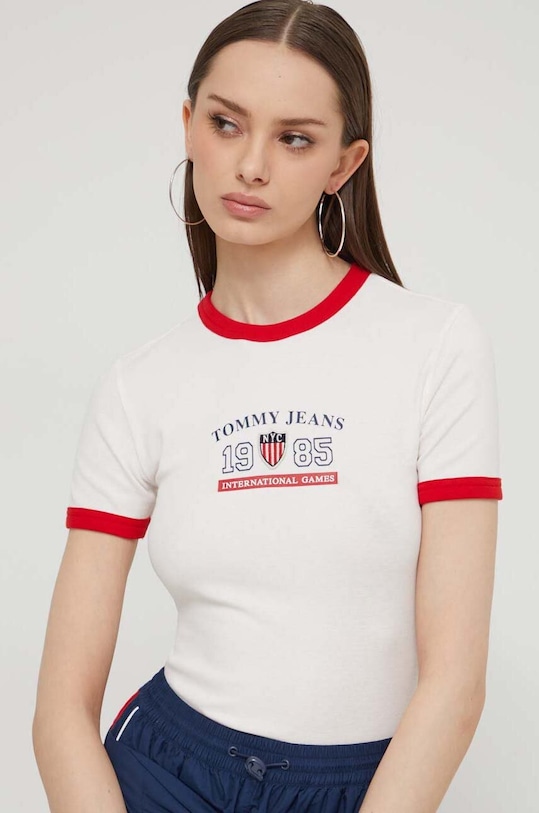 Tommy Jeans t-shirt Archive Games beżowy DW0DW18836