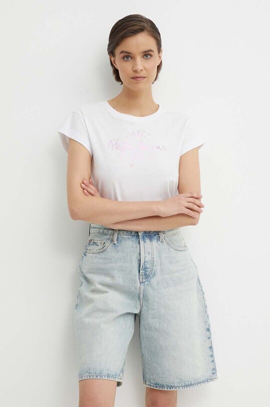 Pepe Jeans tricou din bumbac KELTSE alb PL505862