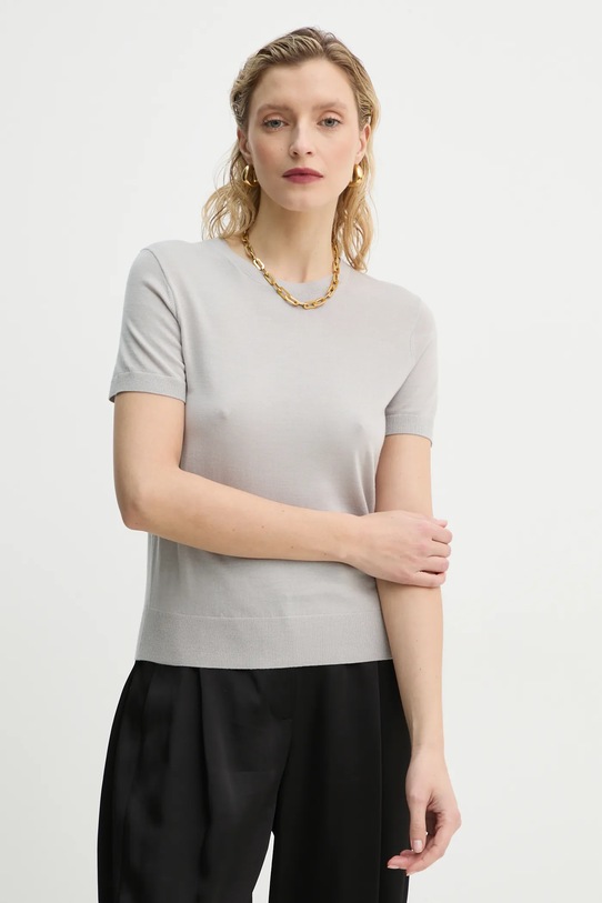 Vuneni pulover Theory okrugli siva I1211701