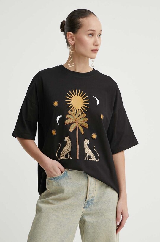 Never Fully Dressed t-shirt bawełniany nadruk czarny NFDTO143.Black