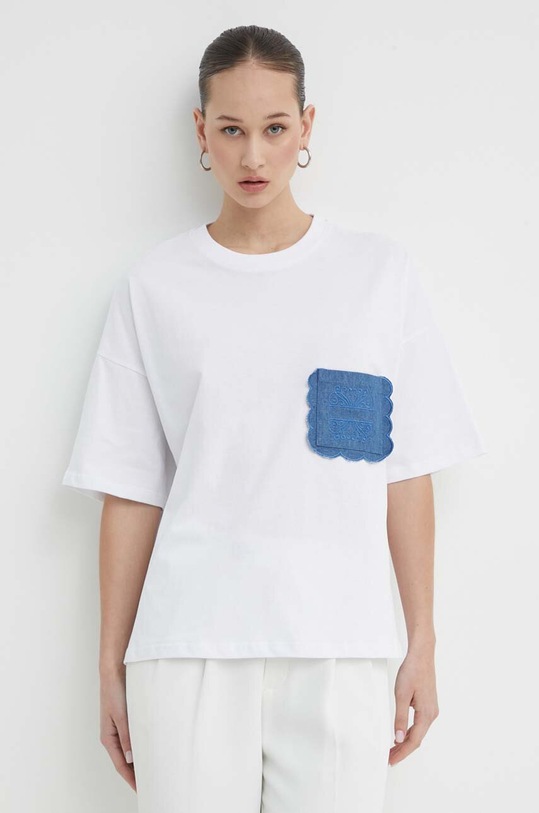 Never Fully Dressed tricou din bumbac imprimeu alb NFDTO464.White