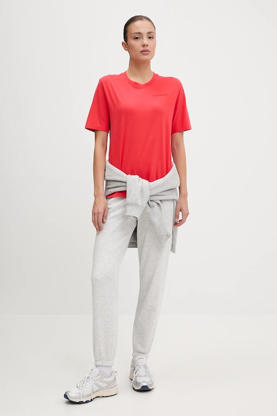 Bavlněné tričko Peak Performance G79571 červená SS25