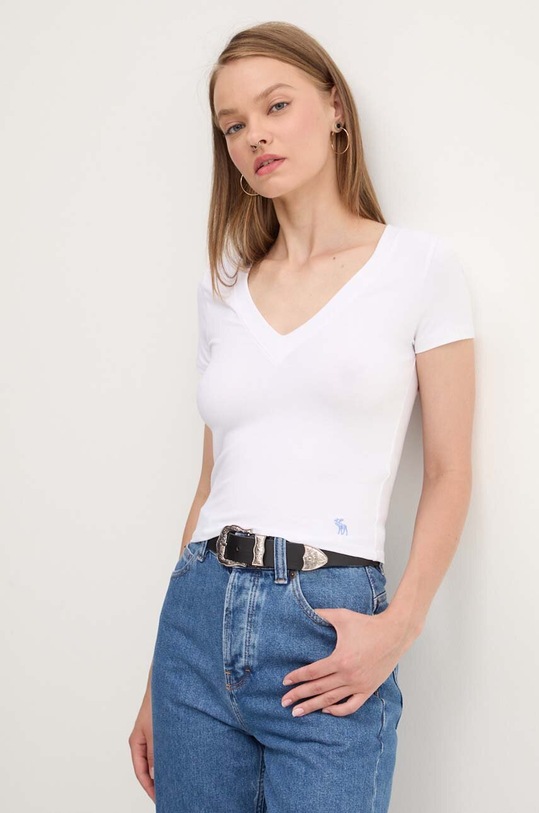 Abercrombie & Fitch t-shirt z elastanem biały KI139.4420.100