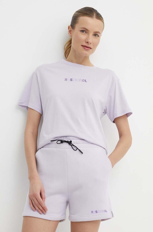 Хлопковая футболка Rossignol хлопок фиолетовой RLMWY17