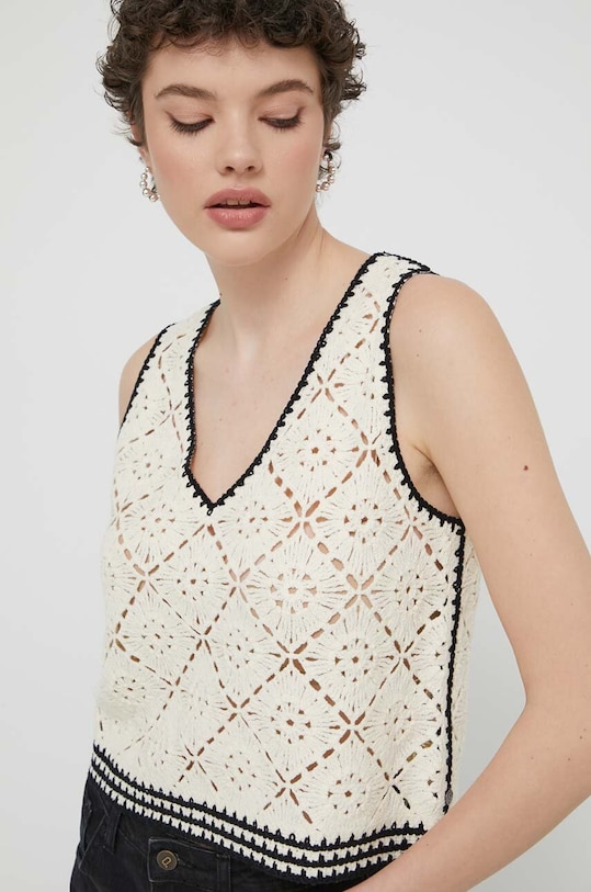 Top Desigual KAREN jednofarebný béžová 24SWTKAS