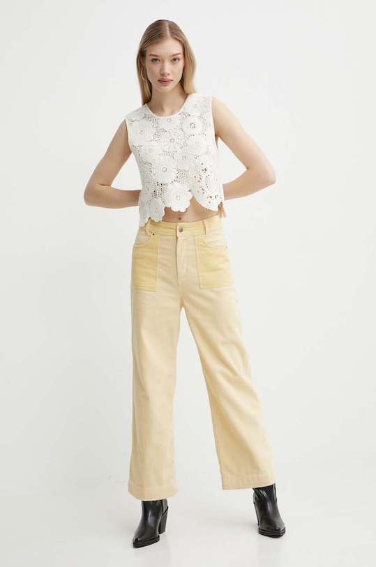 Bavlněný top Desigual YELLIT 24SWTK98 béžová SS24