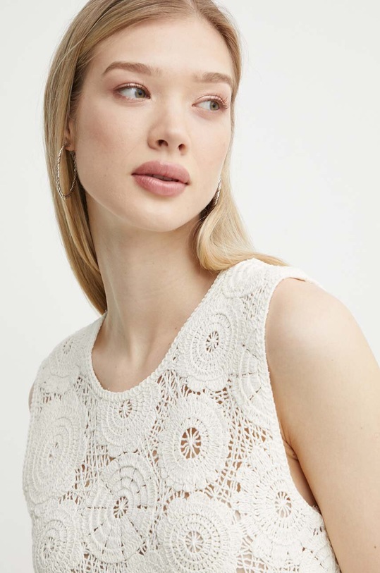 Bavlněný top Desigual YELLIT béžová 24SWTK98