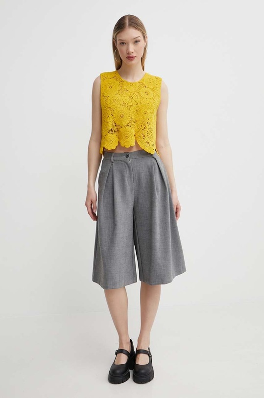 Pamučni top Desigual YELLIT 24SWTK98 zlatna SS24