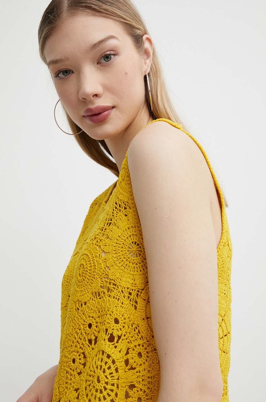 Pamučni top Desigual YELLIT zlatna 24SWTK98