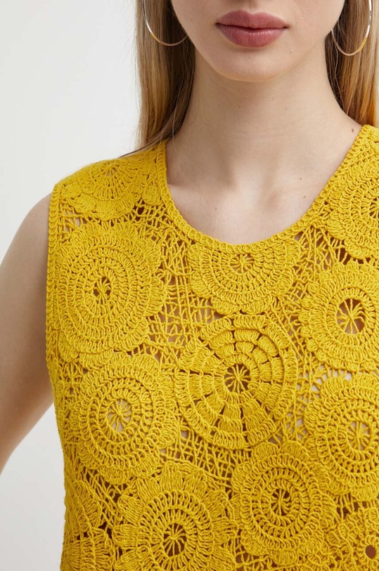 Pamučni top Desigual YELLIT 24SWTK98 zlatna