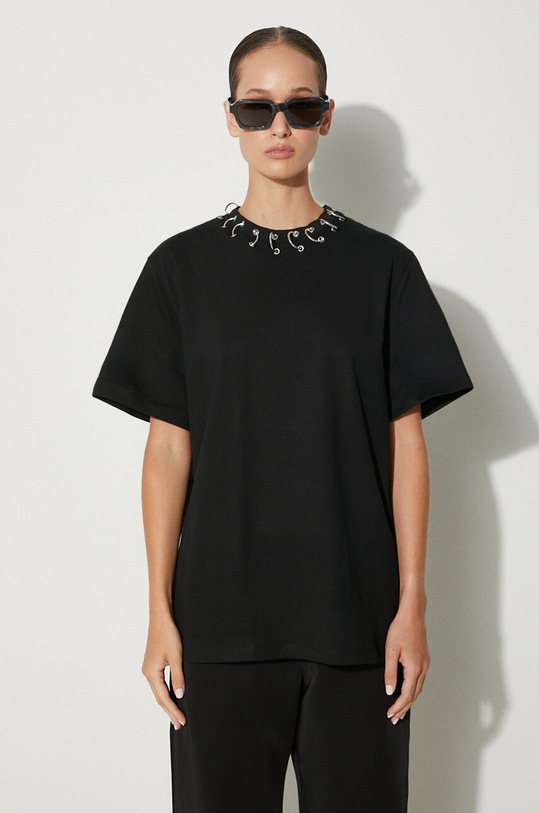 Rotate t-shirt bawełniany bawełna czarny 112309100