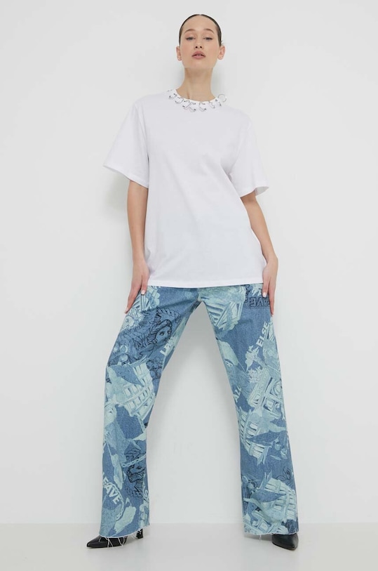 Bombažna kratka majica Rotate 112309400 bela SS24