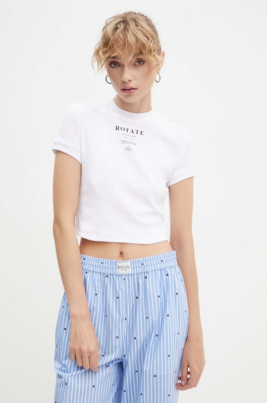 Rotate t-shirt z elastanem biały 112990400