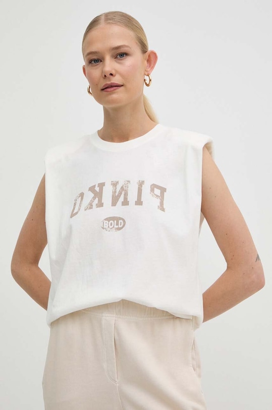 Bavlněný top Pinko kulatý béžová 104268.A25Z