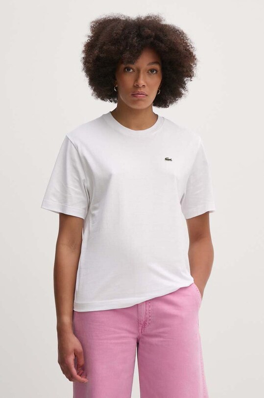 Lacoste tricou din bumbac alb TF7215