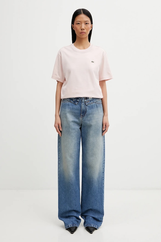 Bavlněné tričko Lacoste TF7215 růžová