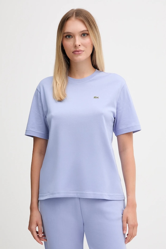 Lacoste tricou din bumbac uni albastru TF7215