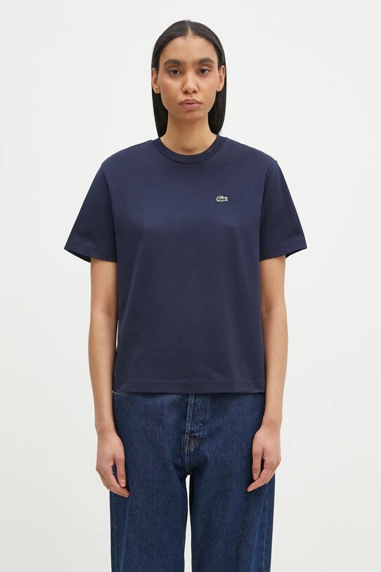 Lacoste tricou din bumbac bleumarin TF7215