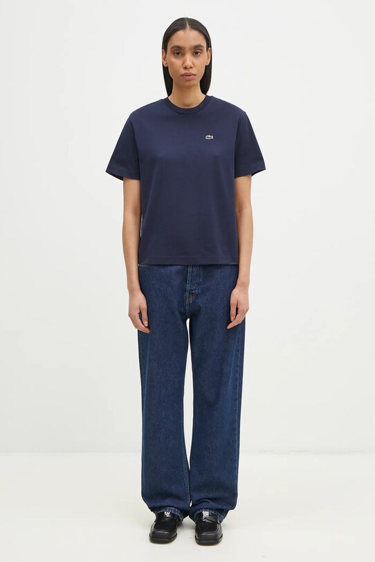 Lacoste tricou din bumbac bleumarin TF7215