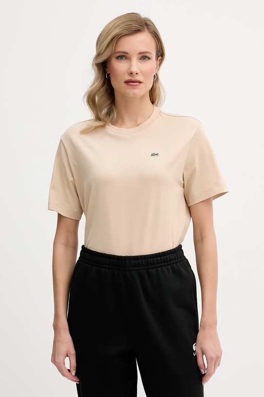 Lacoste t-shirt bawełniany beżowy TF7215