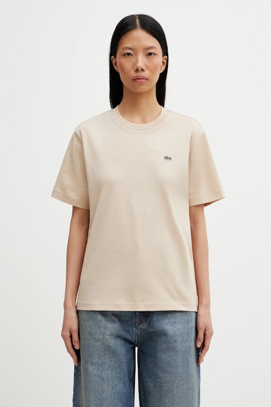 Lacoste t-shirt bawełniany beżowy TF7215