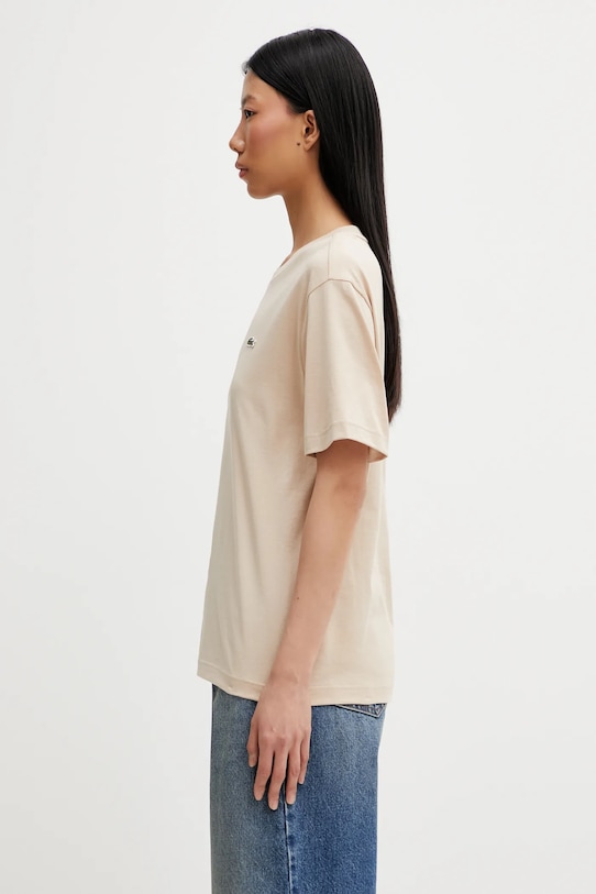 Lacoste t-shirt bawełniany TF7215 beżowy AW25