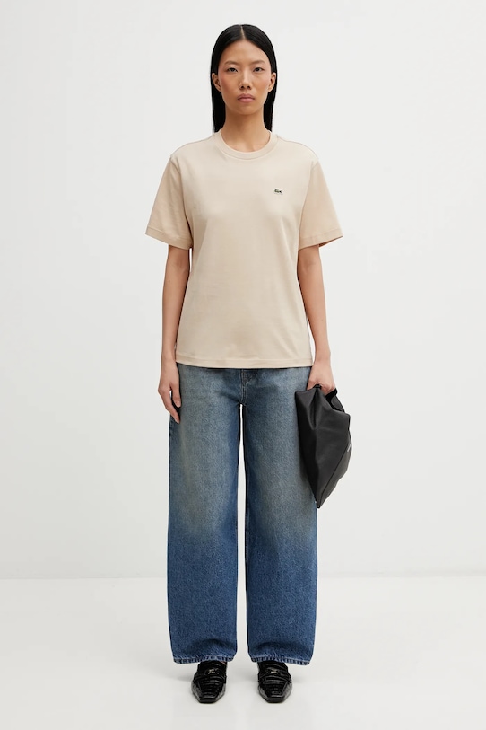 Lacoste t-shirt bawełniany TF7215 beżowy