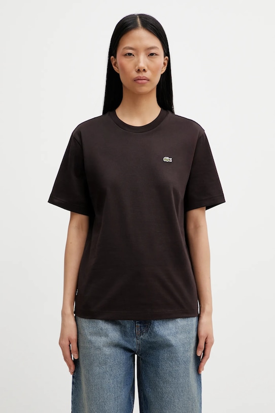 Lacoste t-shirt bawełniany brązowy TF7215