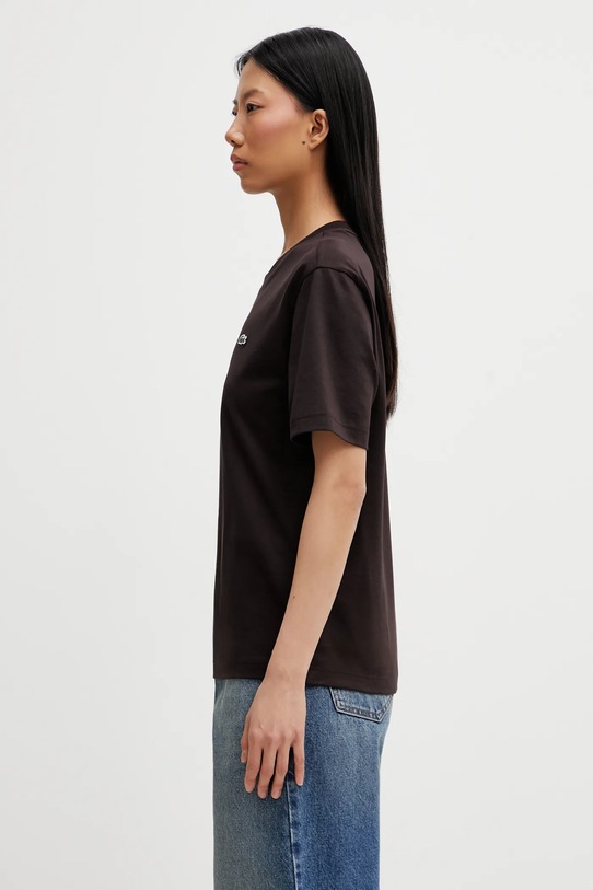 Lacoste t-shirt bawełniany TF7215 brązowy AW25