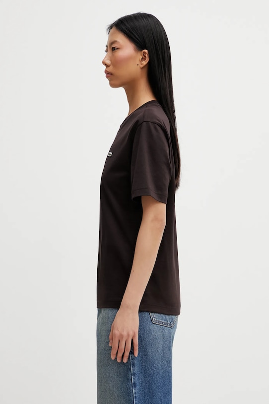 Lacoste t-shirt bawełniany TF7215 brązowy AW25