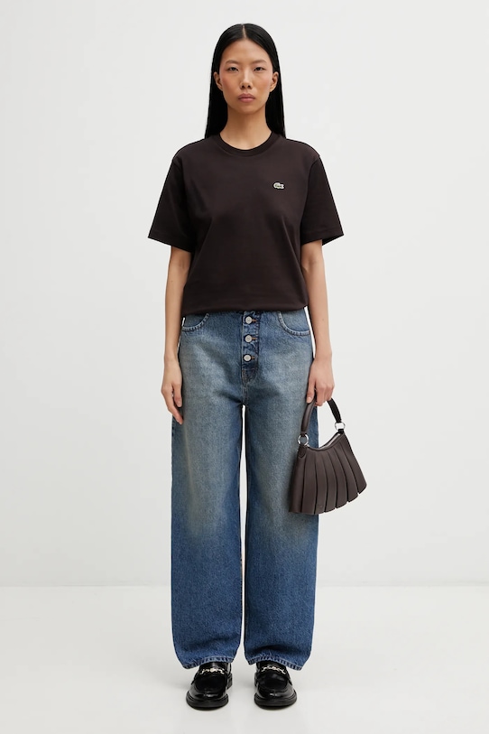 Lacoste t-shirt bawełniany TF7215 brązowy