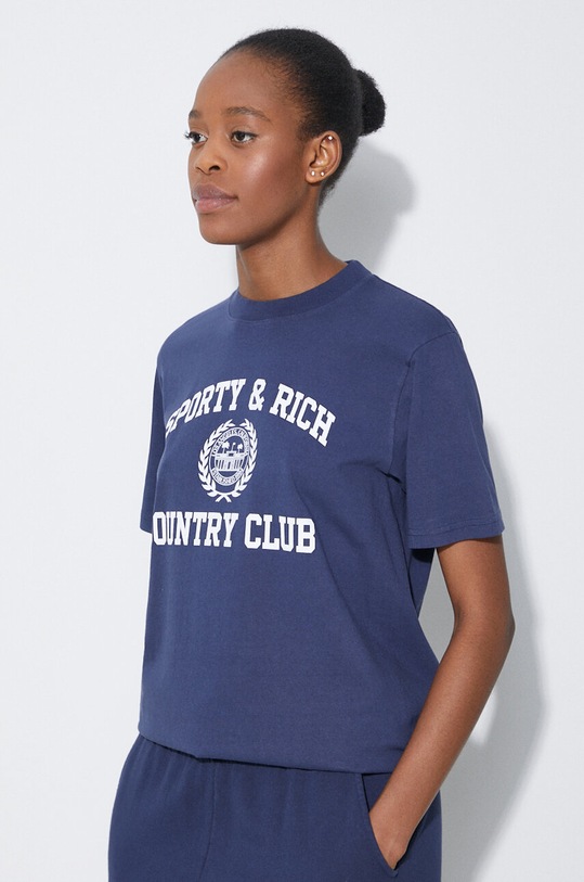 Sporty & Rich cotton t-shirt Varsity Crest T Shirt navy TSAW2353NA