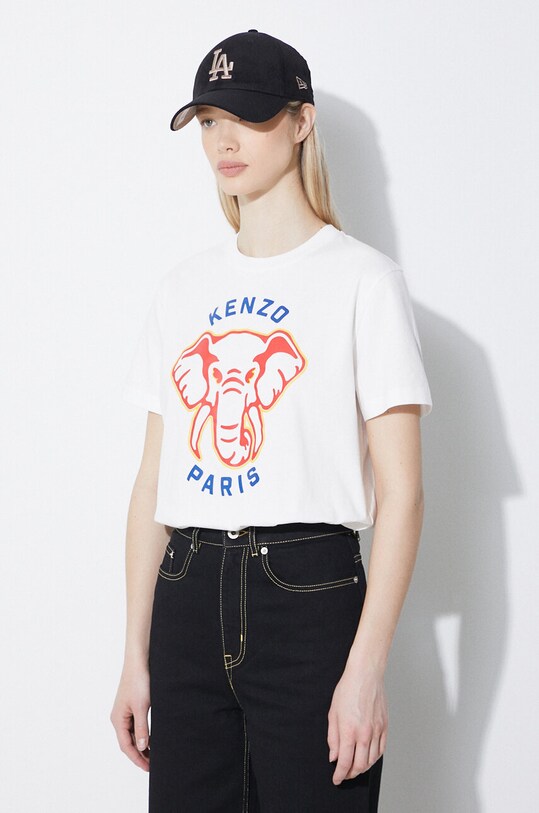 Бавовняна футболка Kenzo Elephant Loose T-Shirt білий FE52TS1144SO.02