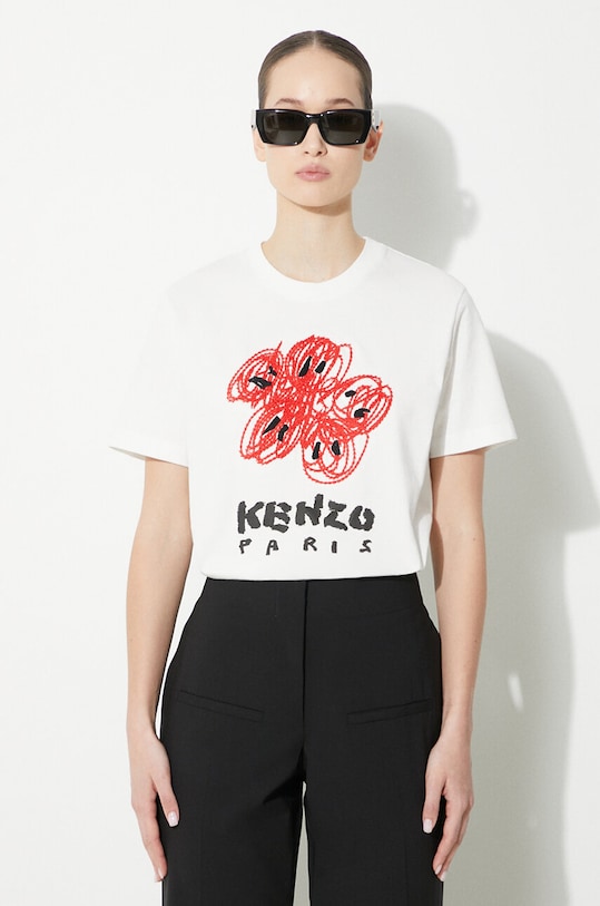 Kenzo tricou din bumbac Drawn Varsity Loose Tee