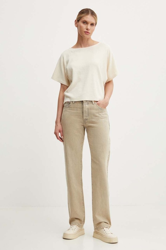 American Vintage t-shirt in cotone TEE-SHIRT MC COL BATEAU SOT02AE24 beige SS24