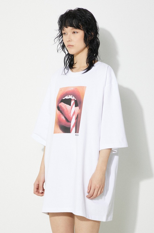 Bombažna kratka majica Fiorucci Mouth Print Boxy T-Shirt bela W01FPTSH102CJ01WH04