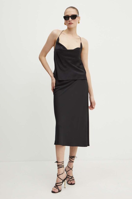 Custommade top de mătase Yuliana 999312115 negru AW24