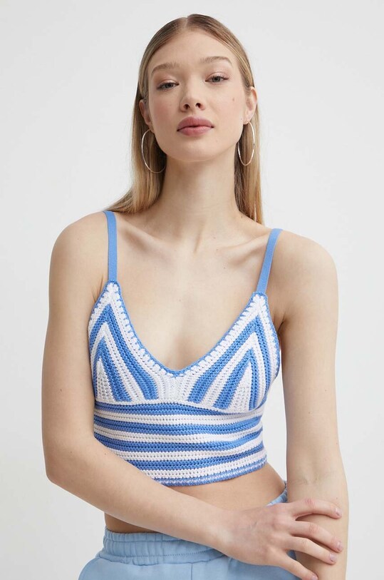 Hollister Co. top din bumbac cu modele albastru KI350.4142.214