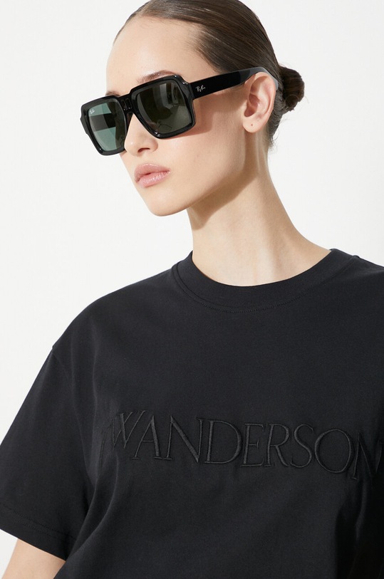 Bavlněné tričko JW Anderson Logo Embroidery T-Shirt JT0218.PG0980.999 černá